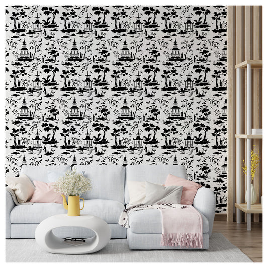 Hidden Oasis Toile Design Stencil for Wall Painting (KDMD1470)