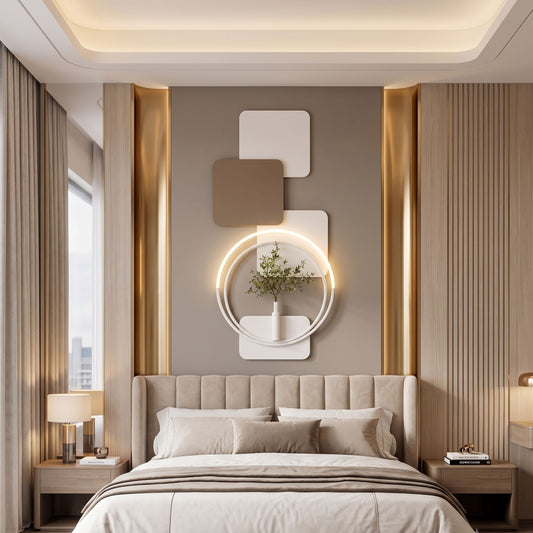 Metal Wall Art with LED - Size 160X70cm -Plant with Square
