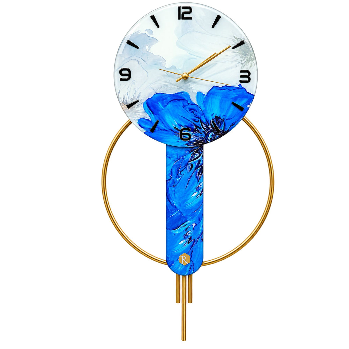 Relife Metal Wall Clock Antique Decorative Size- 60X60 cm | Blue Flower