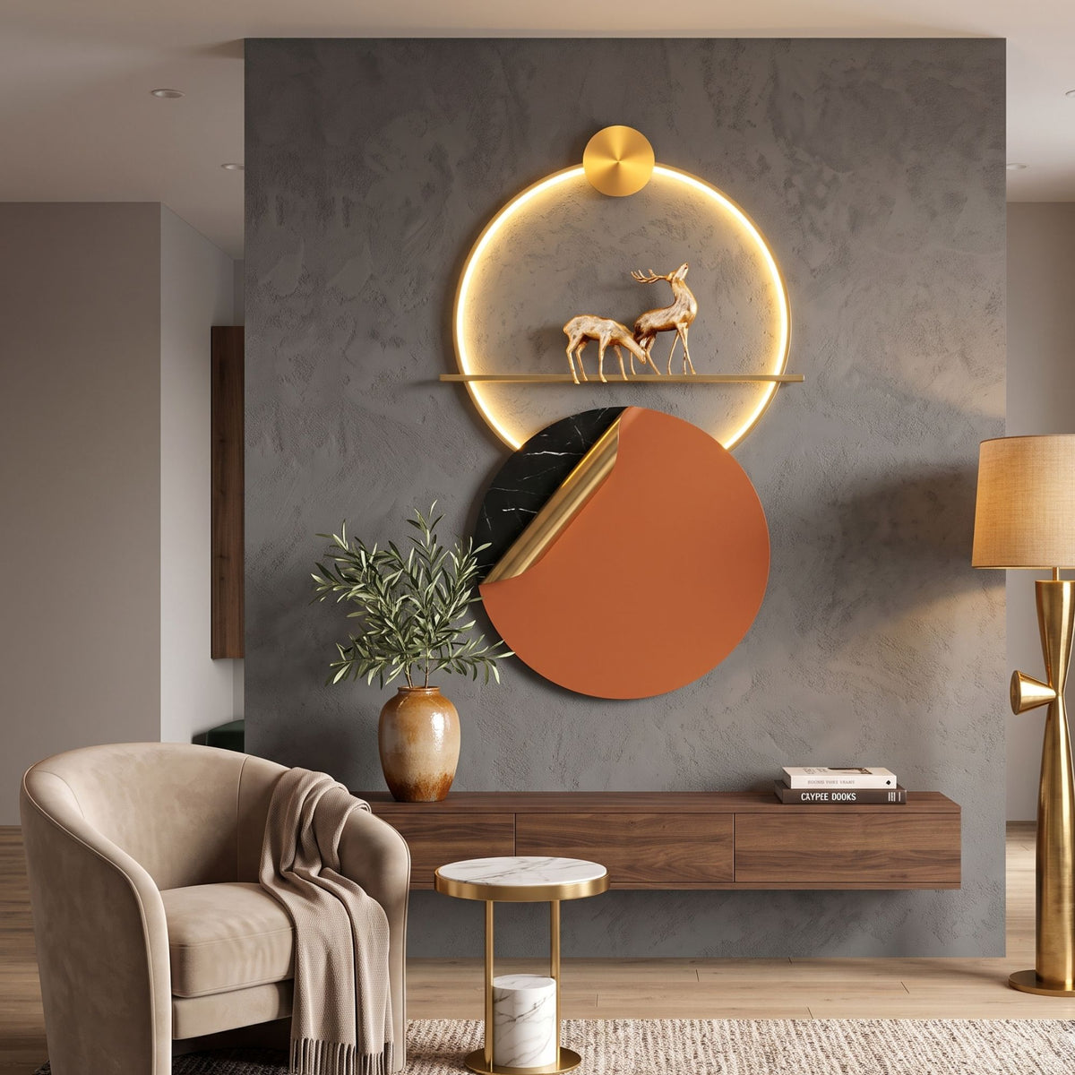 Metal Wall Art with LED - Size 150X60cm -Deer Art