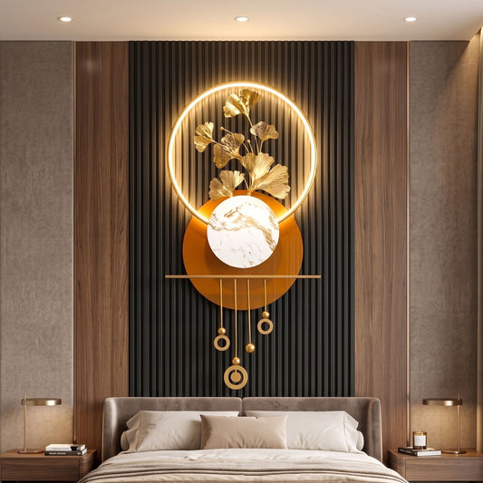 Metal Wall Art with LED - Size 150X70cm -Metal Leaf Art
