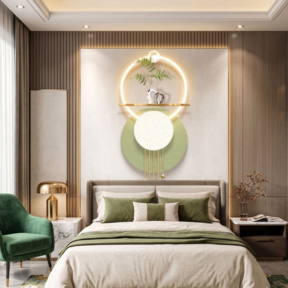 Metal Wall Art with LED - Size 150X70cm -Moon with Plant