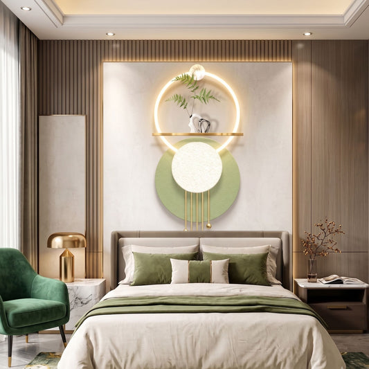 Metal Wall Art with LED - Size 150X70cm -Moon with Plant