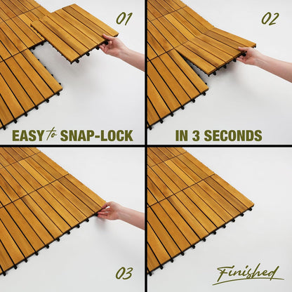 Interlocking Deck Tiles for Balcony & Outdoor Flooring for Terrace, Garden & Patio, Pack of 12
