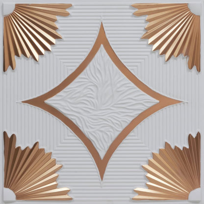 White Matt Gold Victorian Design 3D Ceiling Panel