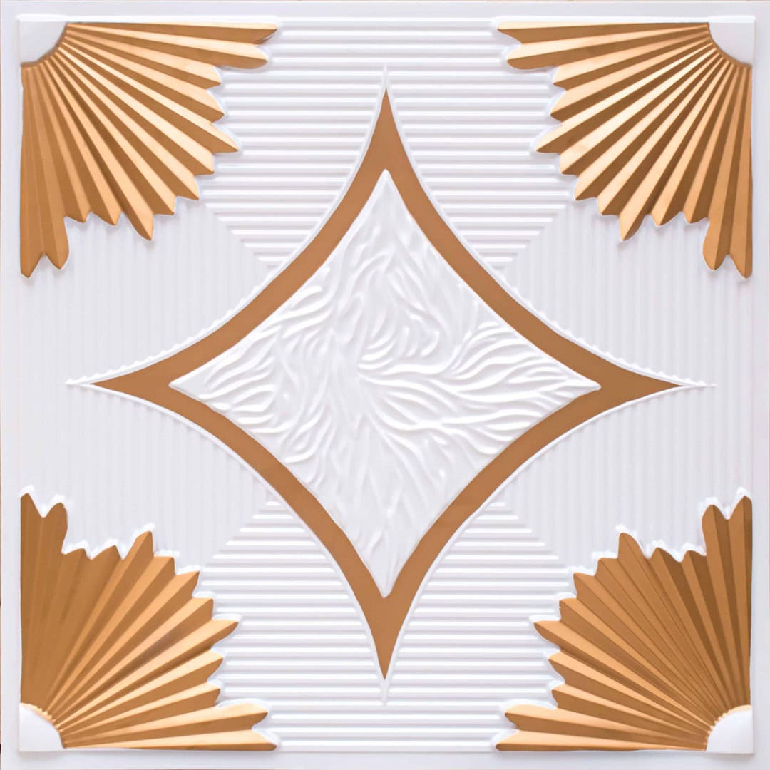 White Pearl Gold Victorian Design 3D Ceiling Panel