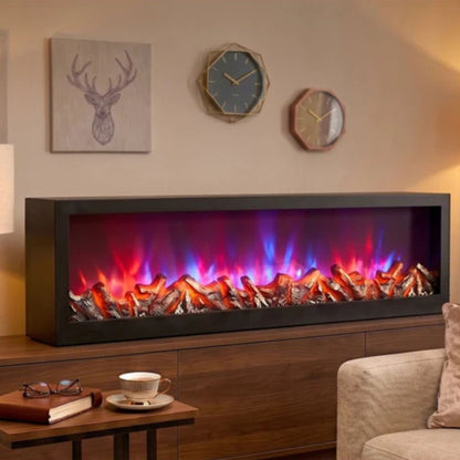 Modern Multicolor LED Fireplace Lantern with Remote Size: 99x28x12 cm- Black Multicolor