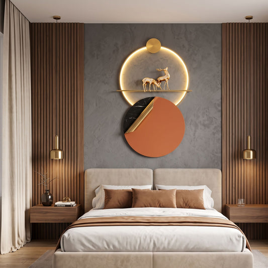 Metal Wall Art with LED - Size 150X60cm -Deer Art