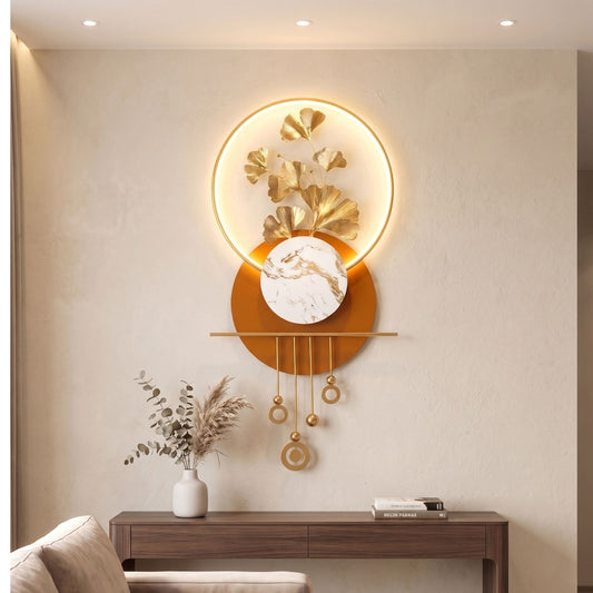 Metal Wall Art with LED - Size 150X70cm -Metal Leaf Art