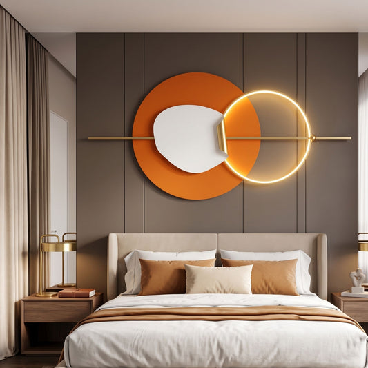 Metal Wall Art with LED - Size 150X70cm -Oval Art