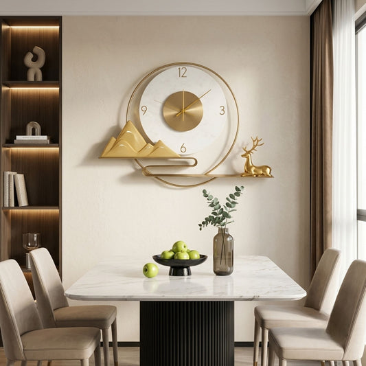 Relife Metal Wall Clock Antique Decorative Size- 62X42X1 cm | Sitting Deer
