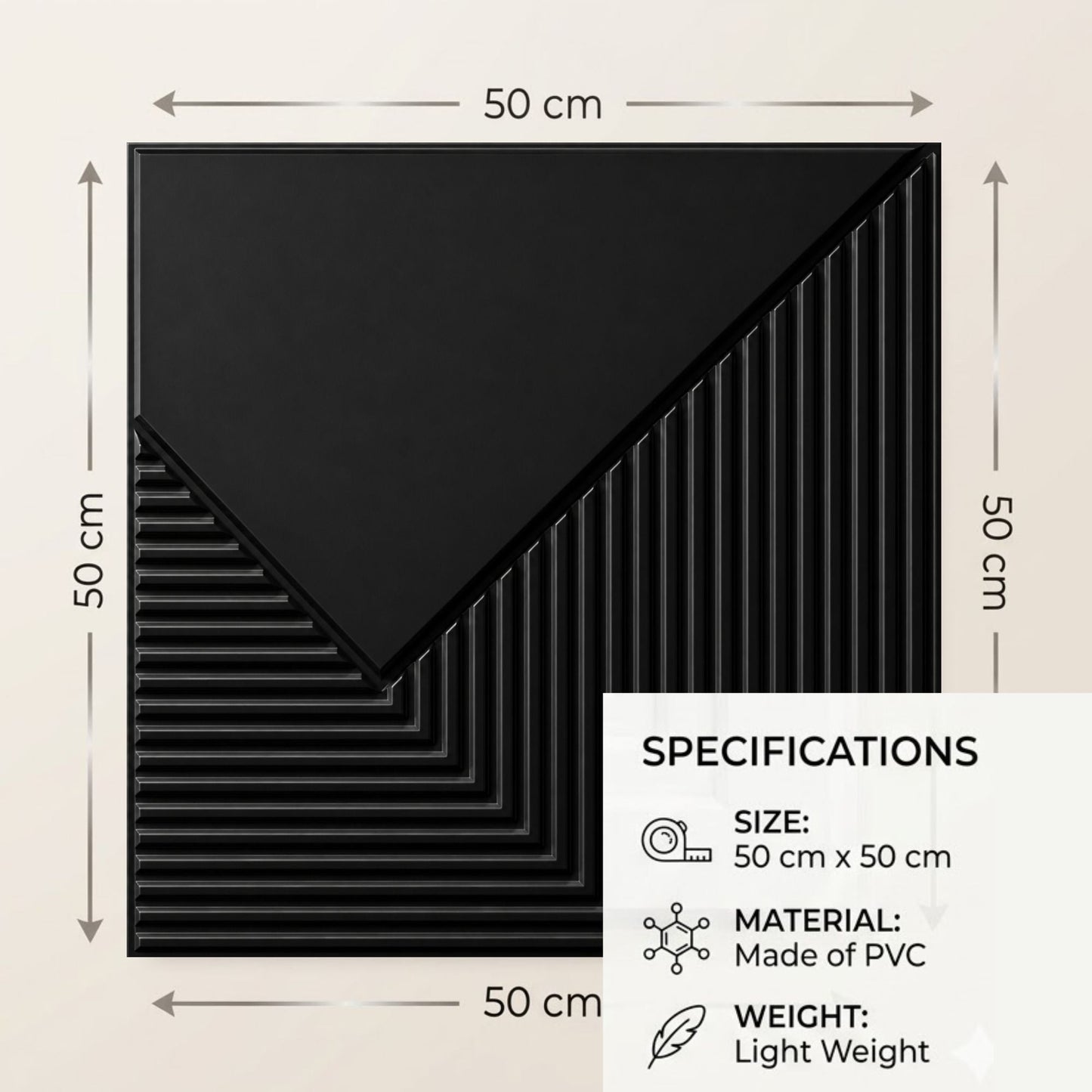 3D Wall Panels for Home Decor PVC Plaina Design 50X50 cm