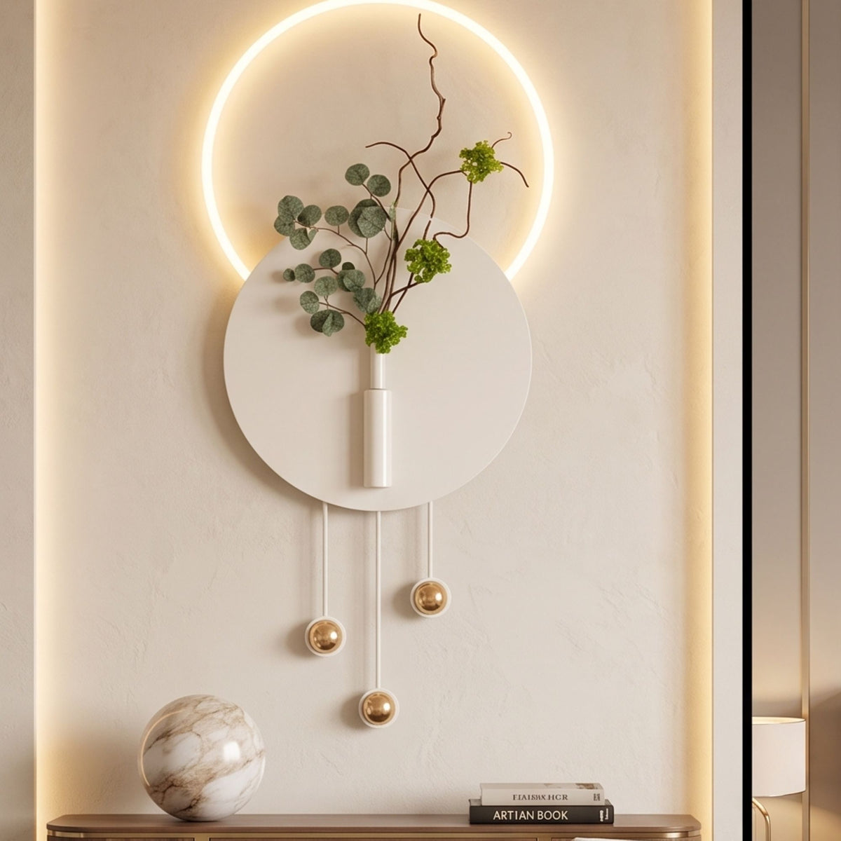 Metal Wall Art with LED - Size 150X60cm -Eucalyptus Plant Art