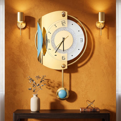 Relife Metal Wall Clock Antique Decorative Size- 82X40X1 cm | Curved Circle