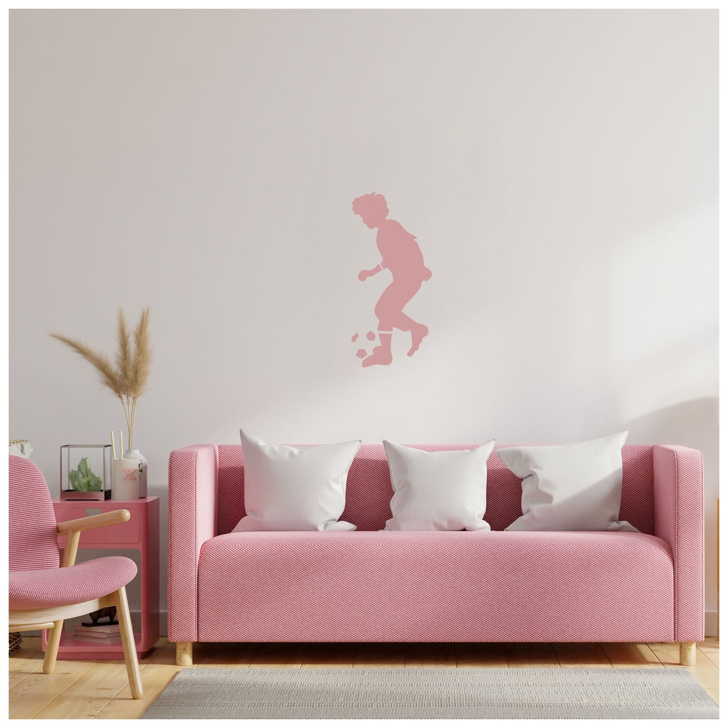Boy Playing Football Wall Design Stencil (KHSNT134) Size-40x60 cm