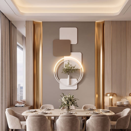 Metal Wall Art with LED - Size 160X70cm -Plant with Square