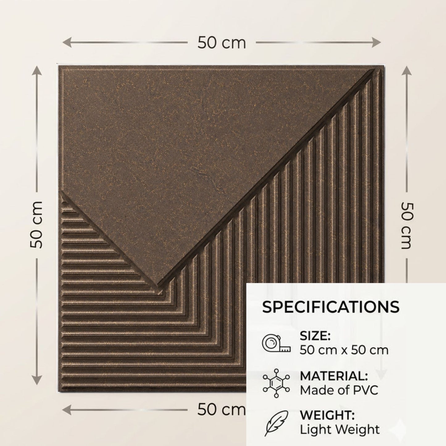 3D Wall Panels for Home Decor PVC Plaina Design 50X50 cm