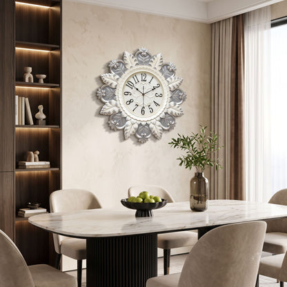 Relife Metal Wall Clock Antique Decorative Size- 59X59X1 cm | Royal Silver
