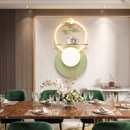 Metal Wall Art with LED - Size 150X70cm -Moon with Plant