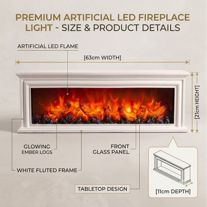 Modern LED Fireplace Lantern Light Size: 63x21x11 cm -Classic White
