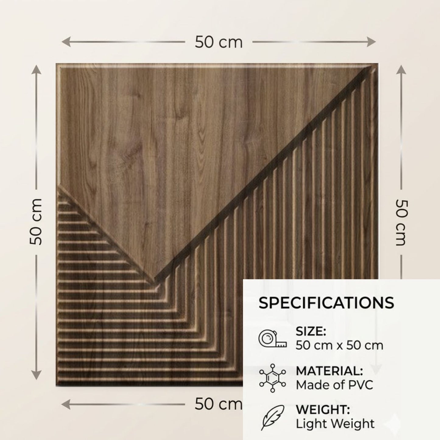 3D Wall Panels for Home Decor PVC Plaina Design 50X50 cm