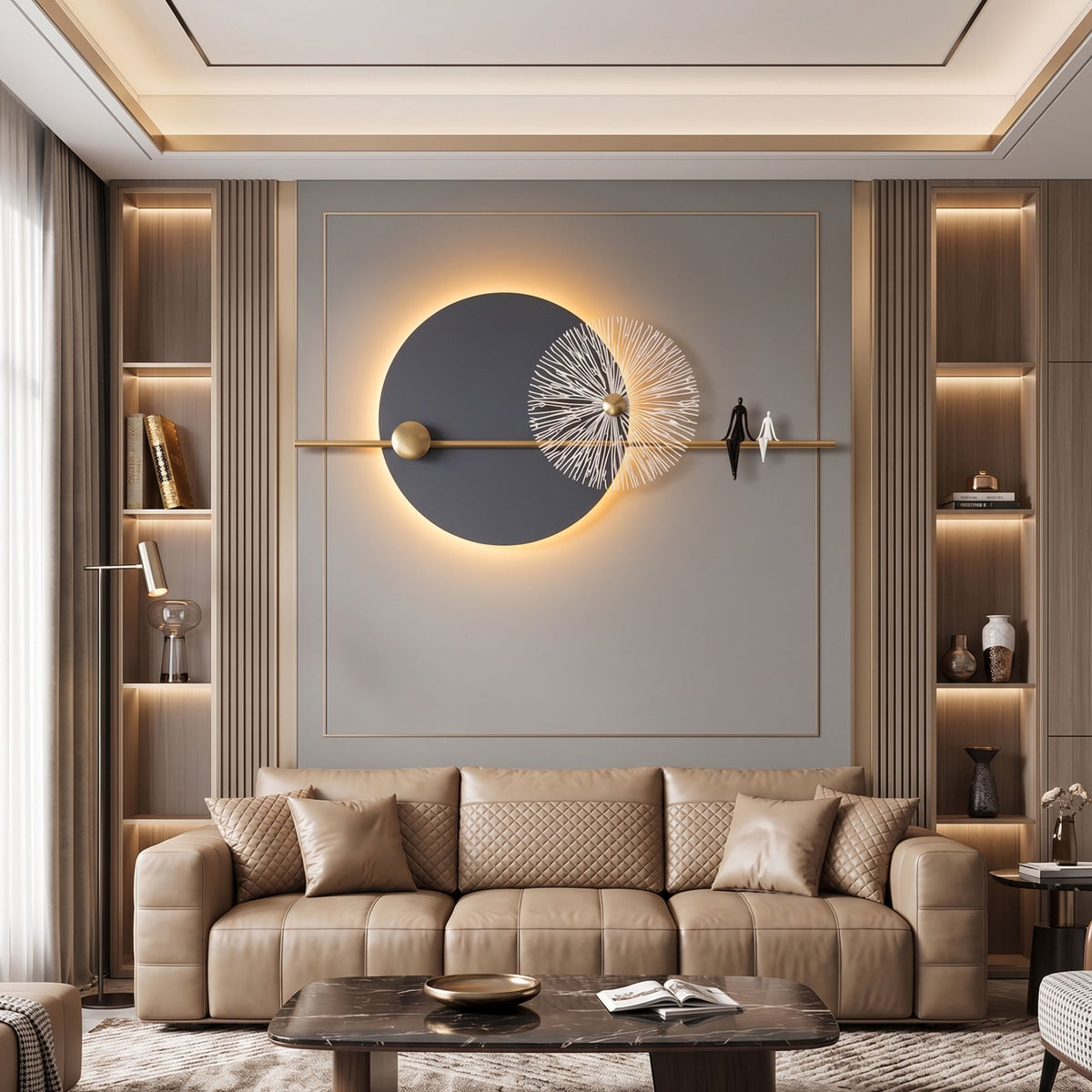 Metal Wall Art with LED - Size 150X70cm -Snow Couple Art
