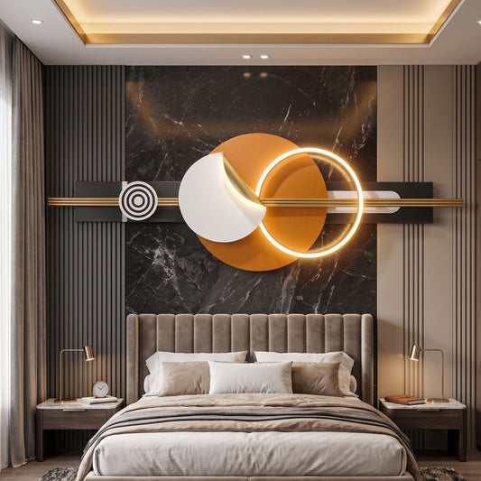 Metal Wall Art with LED - Size 180X60cm -Peel Circle