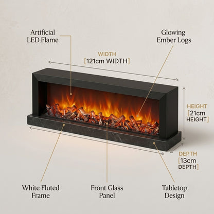 Modern Fireplace Light Lantern Size: 121x36x13 cm - Wide Black