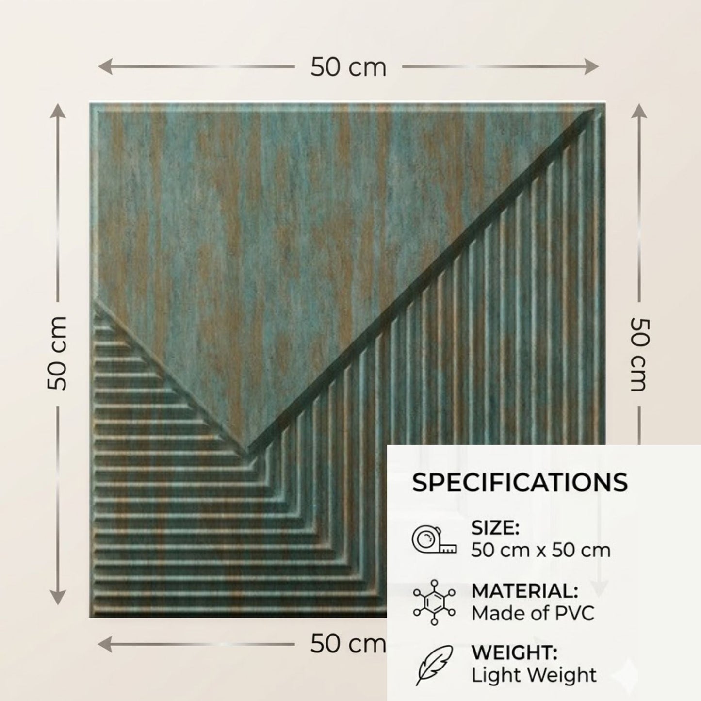 3D Wall Panels for Home Decor PVC Plaina Design 50X50 cm