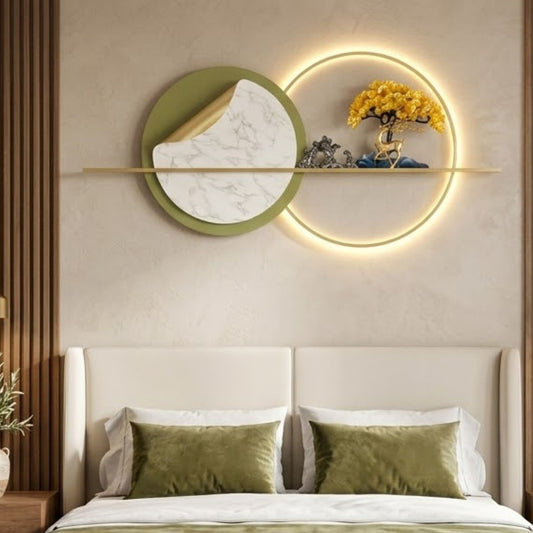 Metal Wall Art with LED - Size 150X50cm -Golden Tree with Deer