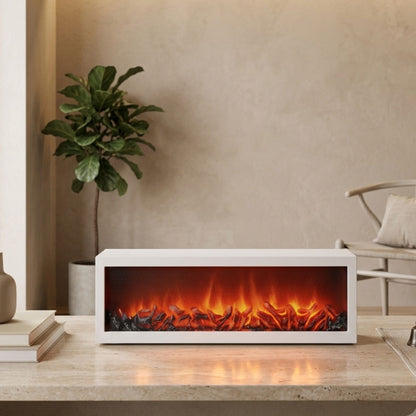 Modern LED Fireplace Lantern Light Size: 98x28x12 cm - White Mesh