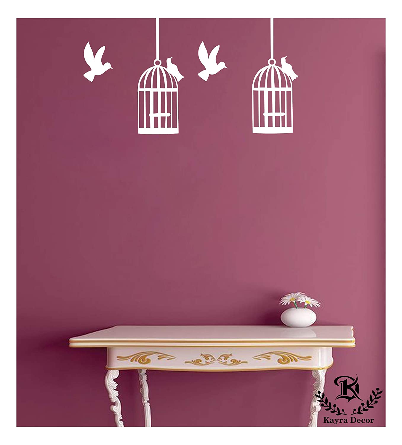 Birds and Cage Wall Design Stencil (KHS319)