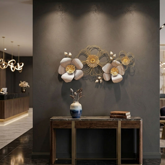 Metal Wall Art - Size 120X4.5 cm| Big 4 Flower