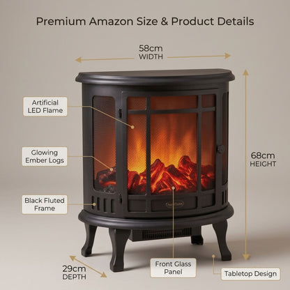 Modern LED Fireplace Light Lantern Size:  68x58x29 cm- Electric Stove Fireplace