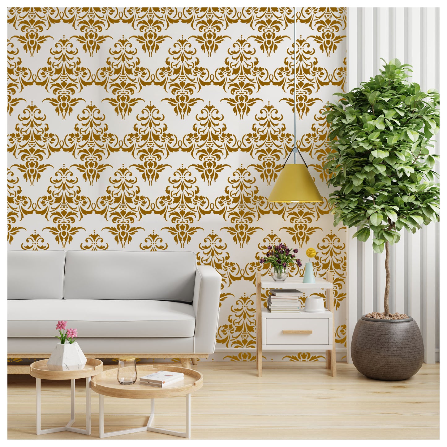 Damask Wall Design Stencil (KHS232)