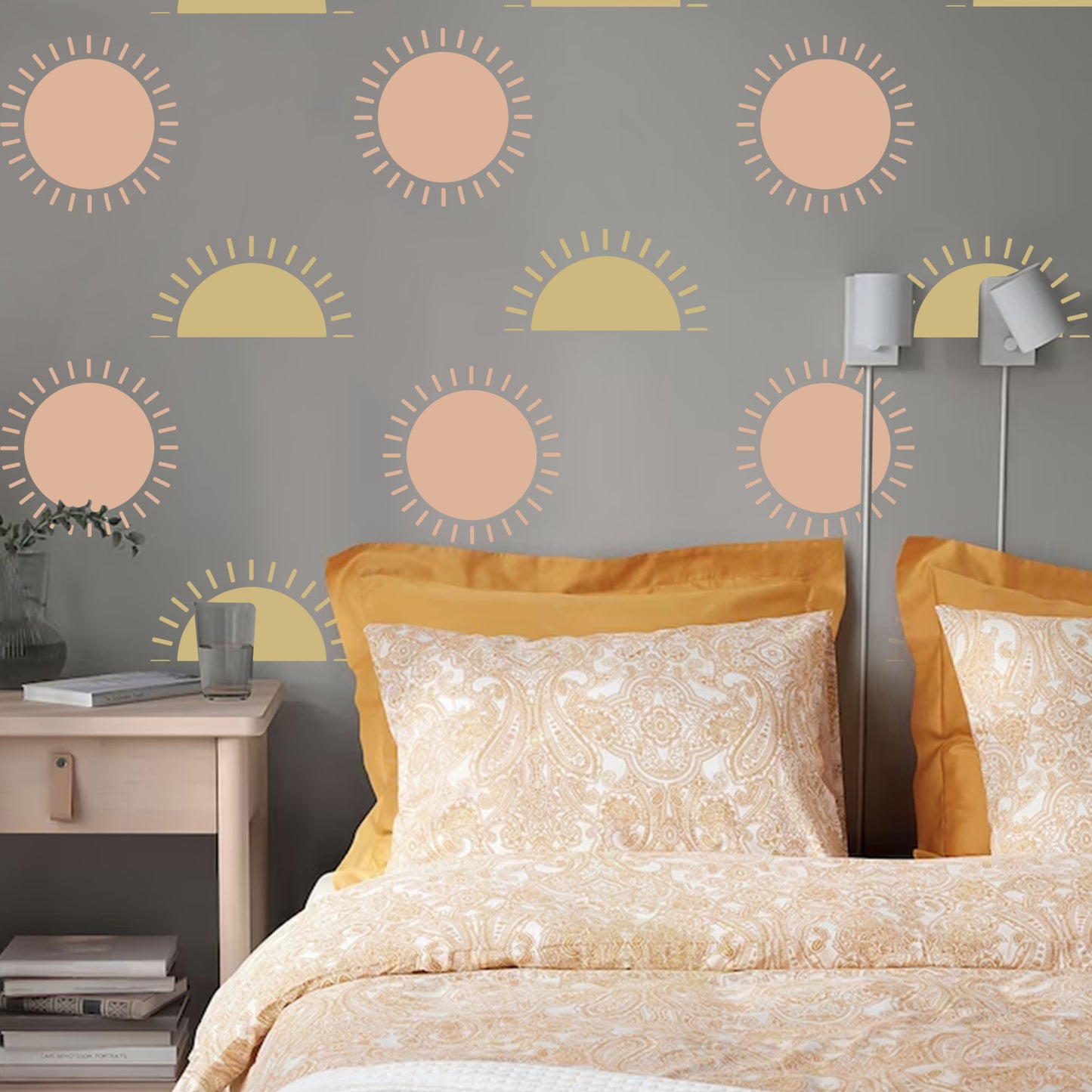 Kayra Decor Rising Sun Design Stencil for Wall Painting (KDMD1424-1624)