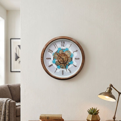 Classic Wall Clock Decorative Size-41 cm | Yellow Wood Grain