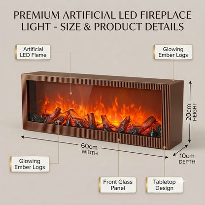 Modern LED Fireplace Light Lantern Size:  60x20x10 cm