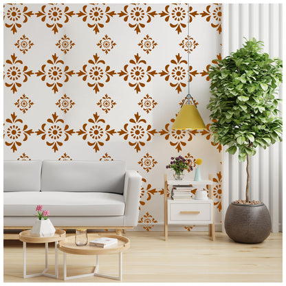 Reusable floral pattern stencil for DIY art projects