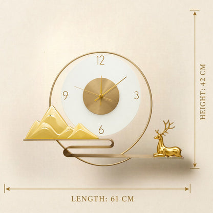 Relife Metal Wall Clock Antique Decorative Size- 62X42X1 cm | Sitting Deer