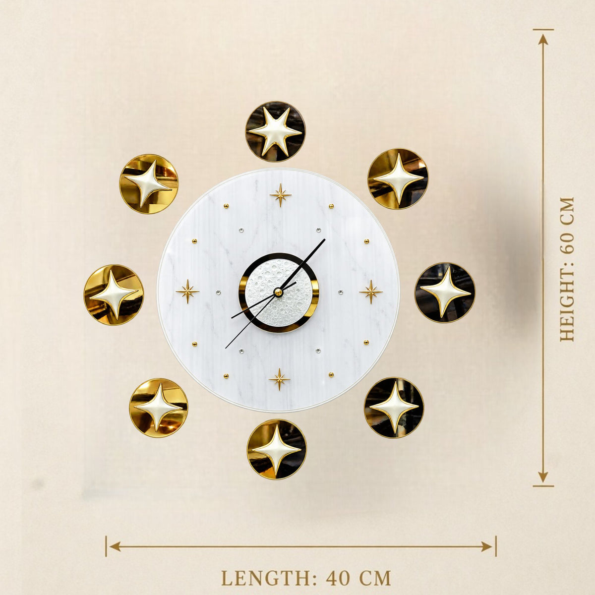 Relife Metal Wall Clock Antique Decorative Size- 60X60 cm | Moon Star