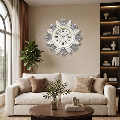 Relife Metal Wall Clock Antique Decorative Size- 59X59X1 cm | Royal Silver