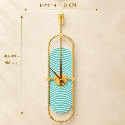 Relife Metal Wall Clock Antique Decorative Size- 105X21X1 cm | Oval Sky Blue