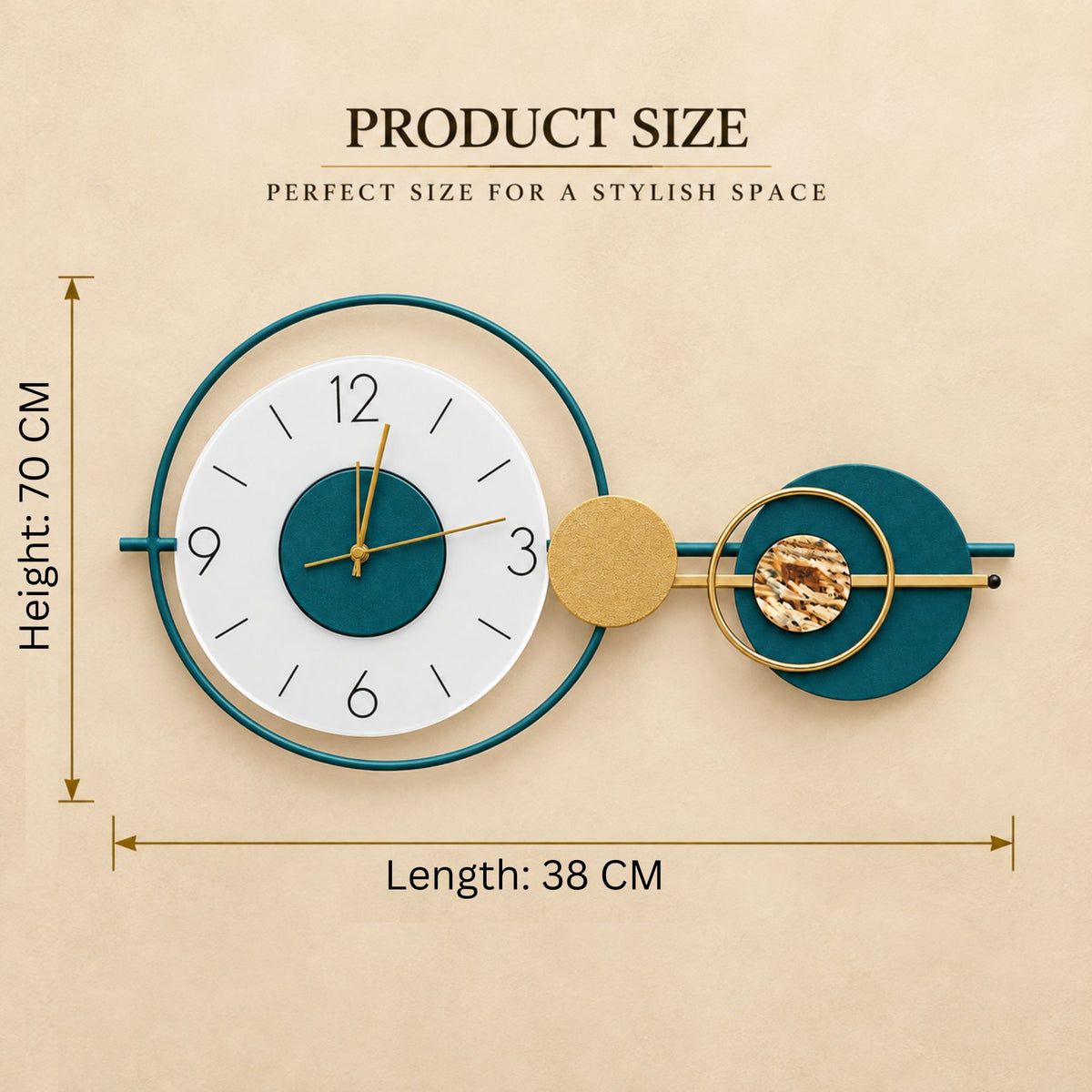 Relife Metal Wall Clock Antique Decorative Size- 38X70 cm | Skyblue
