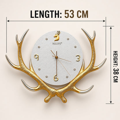 Relife Metal Wall Clock Antique Decorative Size- 53X38X1 cm | Swamp Horn