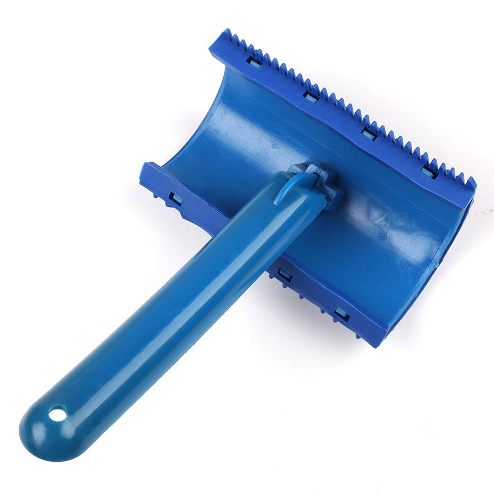 Wood Grain Rubber Paint Roller with Handle (Size 10 cm, Blue)