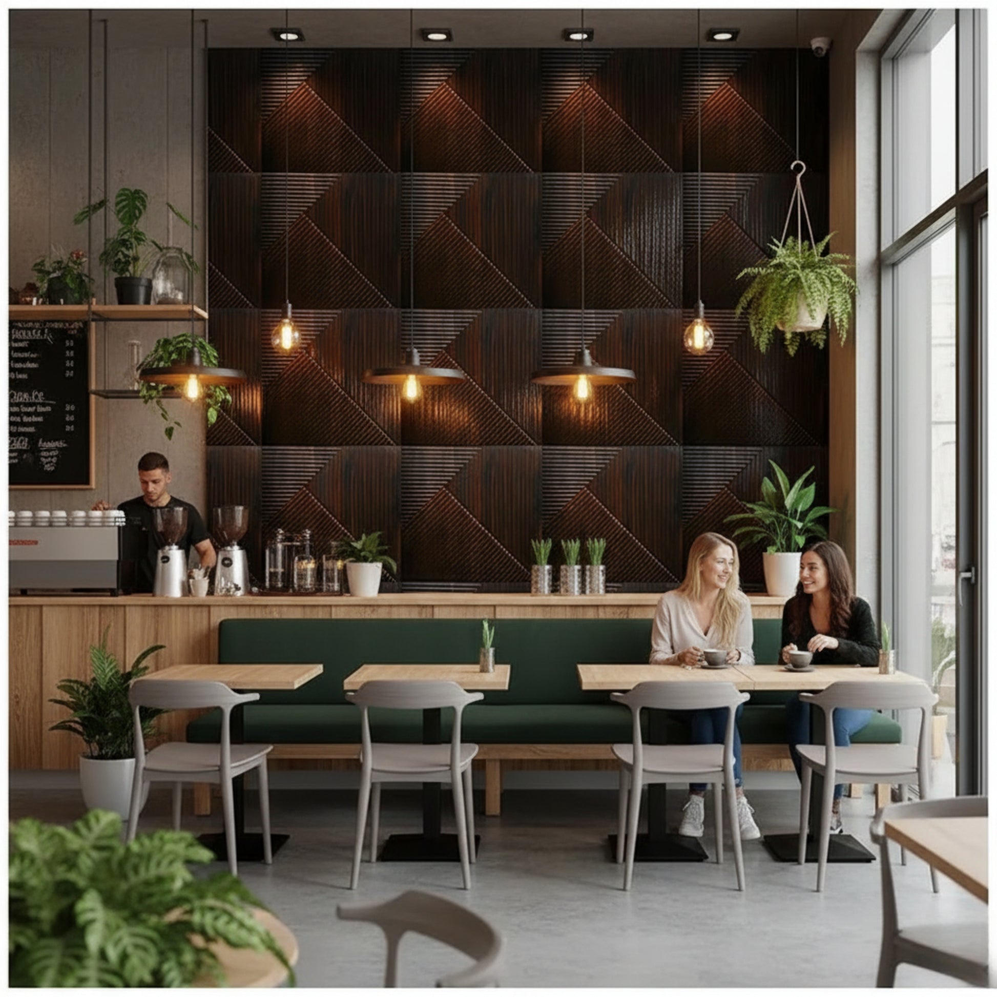 Black Wood 3D Wall Panels Stripe Design
