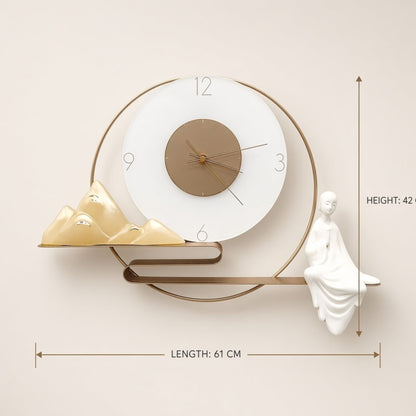 Relife Metal Wall Clock Antique Decorative Size- 61X42X1 cm | Calm Girl Mountain
