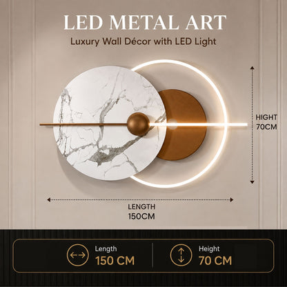 Metal Wall Art with LED - Size 150X70cm -Brown
