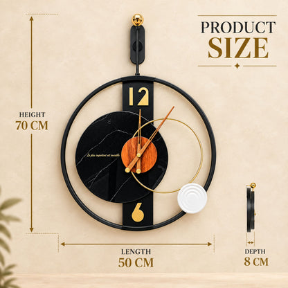 Relife Metal Wall Clock Antique Decorative Size- 50X70 cm | Black Ring Gold